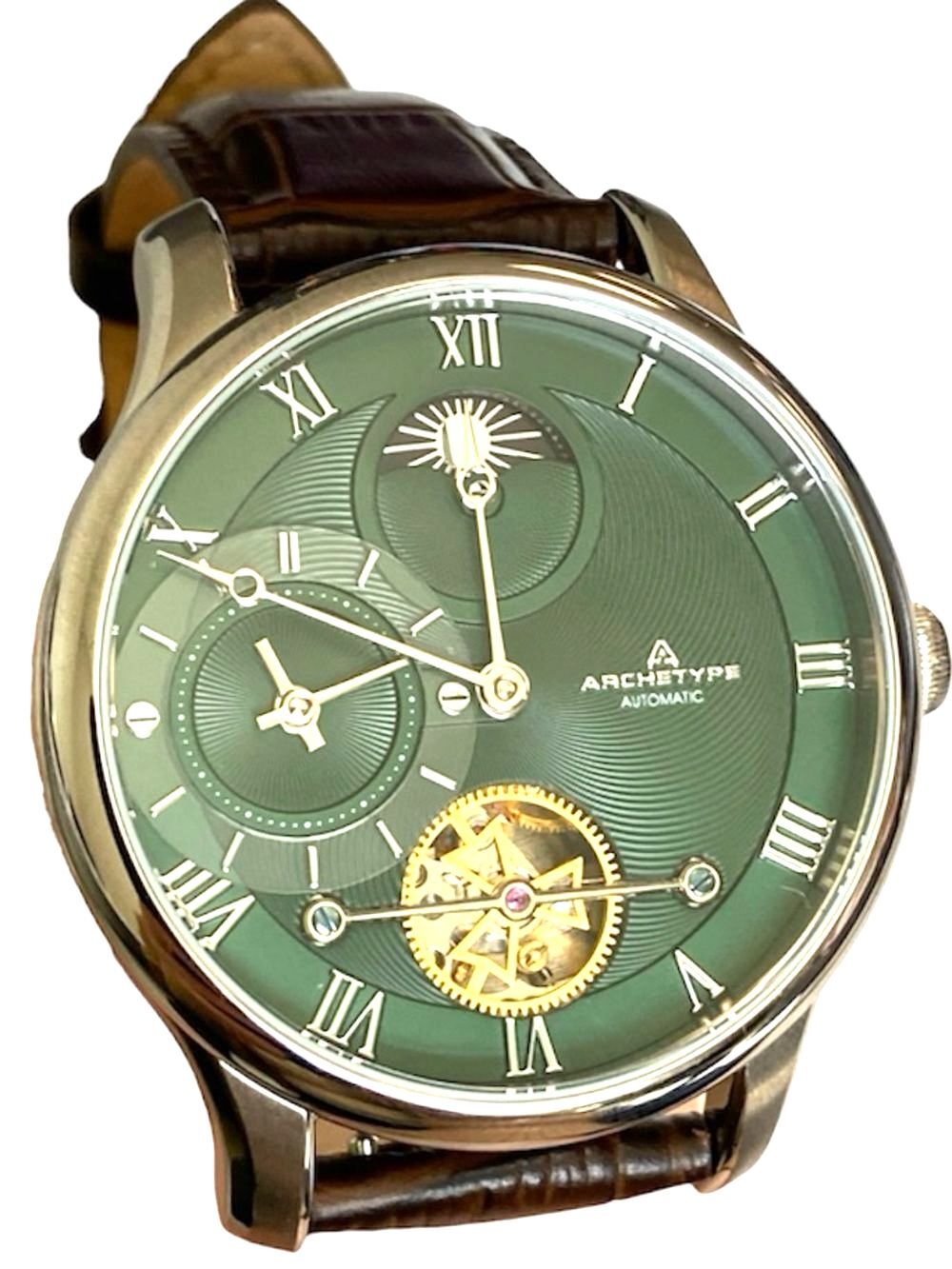 Archetype DRN-13 Automatic Skeleton Watch Green Dial Limited Edition Leather